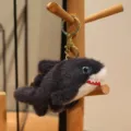 Cute plush shark keychain with sparkly blue eyes and metal ring for bags and keys ornament. - Shark (14cm)