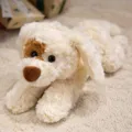 Soft cute lying plush puppy toy stuffed animal doll gift for kids and girls beige - White / 28cm (0.25kg)