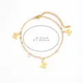 Gold stainless steel butterfly anklet with sparkling crystal charms for women summer beach. - Butterfly