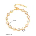 18k vergoldet Perlmutt Tropfen Armband elegante Damen Mode Schmuck Accessoire neu - Tropfenform / Weiß