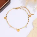 Elegant stainless steel heart anklet with sparkling rhinestones for women, delicate design. - Heart