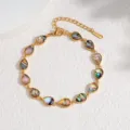 Elegantes 18K vergoldetes tropfenförmiges Perlmutt Armband, schick modischer Damenschmuck. - Tropfenform / bunt