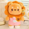 Peluche de león lindo con overol rosa, muñeco de peluche suave para regalo de niños. - 23cm / Pantalón Rosa León Muñeco