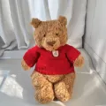 Cute brown plush teddy bear wearing a red knitted sweater, soft stuffed animal toy for kids. - Suitable for 28cm Bear (Excluding Doll) / Red Bear Sweater