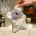 Niedliches Koala Plüsch Beruhigungstuch Baby Kuscheldecke mit Blumenmuster in grau. - Koala