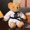 Mignon d'ours en peluche taekwondo poupée animal en peluche doux cadeau pour les enfants. - Vêtements Noirs