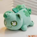 Simpatico gatto unicorno di peluche verde 15cm morbido animale imbottito con quadrifoglio. - Gatto Unicorno Floreale Verde