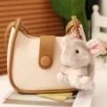 Cute plush hamster keychain fluffy animal bag charm mini pendant for women girls gift decor - Grey Elephant Pendant / 10cm