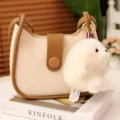 Cute plush seal animal keychain pendant paired with stylish mini leather shoulder bag charm decor. - White Sea Lion Pendant / 10cm