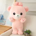 Süßer rosa Plüsch Teddybär mit Schleife als weiches kuscheliges Stofftier für Mädchen. - 35 cm / Rosa