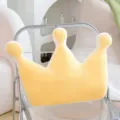 Soft yellow crown plush pillow, cute princess style cushion for home chair sofa and bedroom decor. - Three Crowns / Yellow