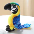 Detailed close-up of colorful simulation parrot plush toy, soft fabric and vivid design. - Yellow-Blue Parrot / 20x20cm