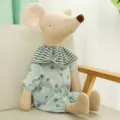 Cute polka dot plush mouse doll with striped collar, soft fabric toy gift for kids. - Green Polka Dot Mouse / 35 cm
