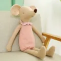 Cute plush mouse toy with pink polka dot romper and ruffled collar for children gift. - Pink Polka Dot Mouse / 35 cm