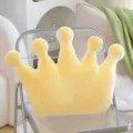 Cute yellow crown plush pillow soft cushion for sofa chair home decor comfortable back support - No Crown / Yellow