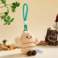 Cute cartoon mini plush doll bag pendant, soft root vegetable design with green lanyard. - Ginger