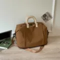 Large Capacity Brown Travel Duffel Bag Portable Shoulder Messenger Luggage Bag New - Khaki