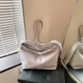 Bolso cruzado vintage informal de gran capacidad para mujer, bolso de hombro minimalista. - Sin colgante / S / Gris