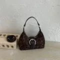 Bolso hobo retro con estampado de leopardo para mujer elegante bolso de hombro y cruzado con hebilla - Estampado de leopardo