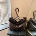 Bolso bandolera retro casual de gran capacidad marrón oscuro mujer bolso de mano elegante. - Sin colgante / L / Café