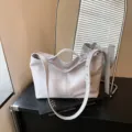 Gran capacidad retro casual bolso de hombro para mujer elegante hobo tote de cuero PU - Sin colgante / L / Gris