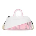 Large capacity sports duffel bag white and pink fitness travel gym bag for short trips and workout. - Pink