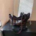Bolso bandolera hobo marrón vintage para mujer, bolso tote de cuero PU casual diario uso. - Sin colgante / S / Café