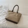 Minimalist casual suede tote bag with large capacity and stylish brown shoulder handle. - No Pendant / Khaki