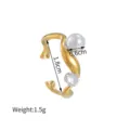 Goldener offener Ring mit Perle und Zirkonia Detail, Innendurchmesser 1,8cm, Gewicht 1,5g. - Perle Strass Stil (JZR739-C-ZZ) / Gold