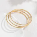 Drielagige gouden getextureerde roestvrijstalen stapelbare armband bangle voor dames minimalistisch - JZB1248 Enkele Lus / Goud