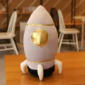 Cute rocket plush toy pillow, soft stuffed spaceship doll for kids and room decor. - Grey Spaceship