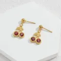 Gold cherry stud earrings with sparkling red rhinestones, cute fruit design variant for women. - Cherry Rhinestone Studs