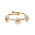 Goldener Edelstahl offener Ring mit wunderschönen rosa Perlenblumen für den Alltag - Rosa