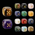 Set di dadi in pietra preziosa naturale, dadi arrotondati semipreziosi per giochi da tavolo. - Minerali Misti / Confezione da 1 Pezzo (Numero articolo: 1781 Dadi Angolo Arrotondato) / Punto Dorato Casuale