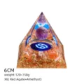 6cm Piramide di Cristallo Naturale in Resina Ornamento Chakra Meditazione Decorazione Main - Stile X6 (Agata Rossa+Amatista+Cancro)