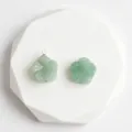 Green carved plum blossom pendant DIY necklace charm material, double-sided flower accessories. - With Clasp / 1 Piece/Pack / Green Aventurine