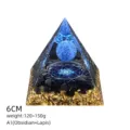 6cm Orgone Energy Pyramid Obsidian Lapis Lazuli Healing Crystal Meditation Desk Decor - Style A1 (Obsidian+Lapis)