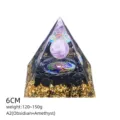6cm Natural Amethyst Crystal Pyramid Obsidian Gold Foil Orgone Resin Yoga Healing Desktop Decor - Style A2 (Obsidian+Amethyst)