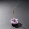 Natural crystal lotus incense holder amethyst stick base aromatherapy home decor tabletop ornament - Purple Crystal