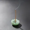 Natural stone lotus incense holder crystal agate stick base aromatherapy home ornament - Green Aventurine