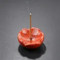 Natural stone red agate lotus flower incense holder stick base aromatherapy ornament - Red Jasper