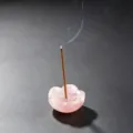 Natural rose quartz lotus incense holder, crystal stick base for aromatherapy decoration - Rose Quartz
