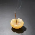 Crystal Agate Lotus Incense Holder Yellow Stone Aromatherapy Stick Base Small Ornament - Topaz