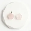 Natural rose quartz plum blossom carved pendant DIY necklace charm jewelry making accessory - With Clasp / 1 Piece/Pack / Rose Quartz