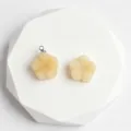 Yellow jade carved plum blossom pendant DIY jewelry accessory charm gemstone bead component - Bare Stone Without Loop Style / 1 Piece/Pack / Topaz