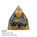 6cm Orgonite Pyramid Tree of Life Obsidian Tiger Eye Crystal Energy Healing Decor - Style A3 (Obsidian+Tiger Eye)