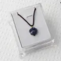 Blue stone cat paw pendant necklace with dark brown cord, cute animal paw fashion jewelry item. - Sodalite Style