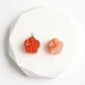 Natural red agate carved plum blossom double-sided flower pendant DIY jewelry making component. - Bare Stone Without Loop Style / 1 Piece/Pack / Red Agate