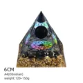 6cm Resin Orgone Pyramid Chakra Yoga Meditation Healing Crystal Home Office Tabletop Decor - Style A4 (Obsidian+Obsidian Sphere)