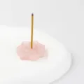 Portainciensos de loto de cuarzo rosa natural base de piedra de aromaterapia de cristal - Cuarzo rosa
